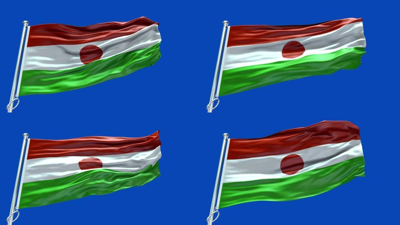 4k高度详细的尼日尔旗-尼日尔旗高细节-尼日尔国旗波浪图案可循环元素
