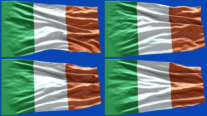 4k高度详细的爱尔兰国旗-爱尔兰国旗高细节-爱尔兰国旗波浪图案可循环元素