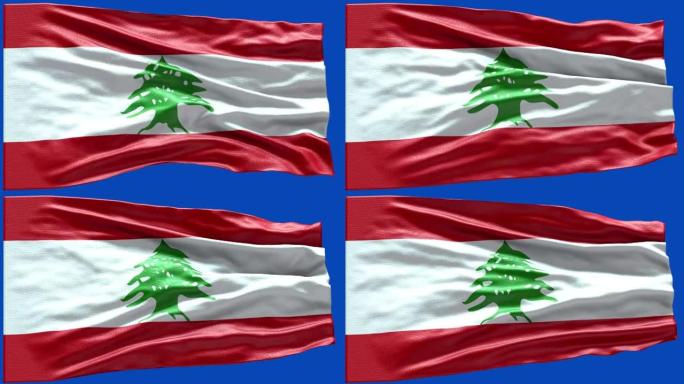 4k高度详细的黎巴嫩国旗-黎巴嫩国旗高细节-黎巴嫩国旗波浪图案可循环元素