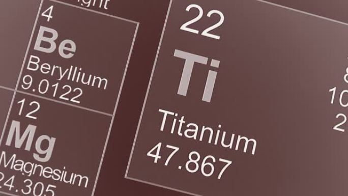 元素周期表特写。平稳运动。视角: 荷兰角。