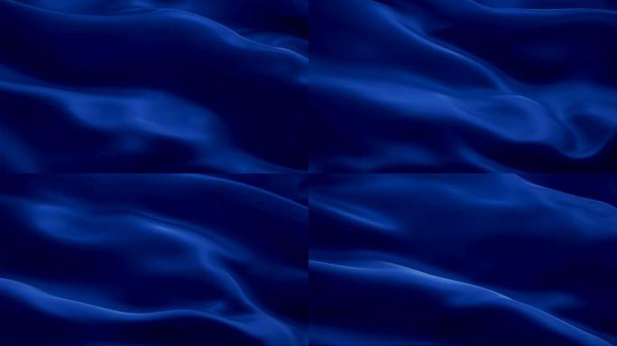 深海军蓝背景旗帜视频在风中飘扬。现实的海军蓝背景。陶瓷旗帜环1080p全高清1920X1080镜头。
