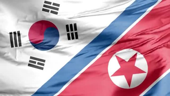 韩国和朝鲜挥舞着国旗