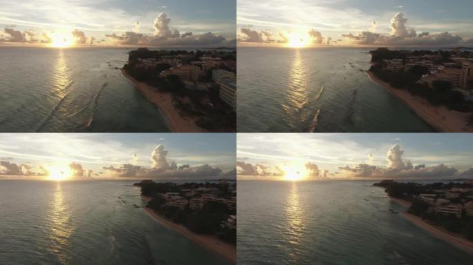 无人机在加勒比海海滩上射入日落 (2)