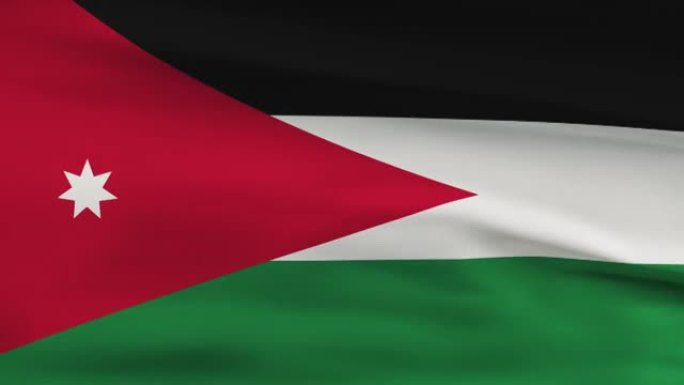 约旦旗在风seamles循环摆动3d动画。4 k决议。