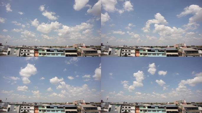 美丽的云彩和蓝天在Petchkasem路Omnoi krathuman Samut Sakhon
