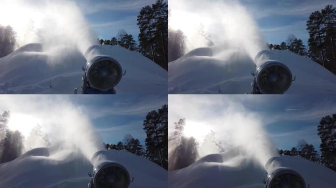 雪炮喷人造雪