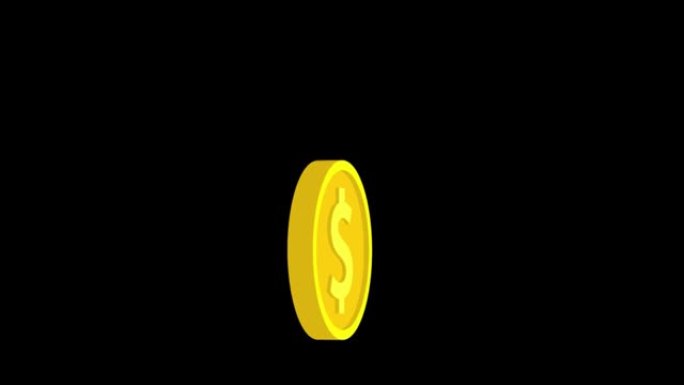 绿色屏幕上的动画旋转金币。