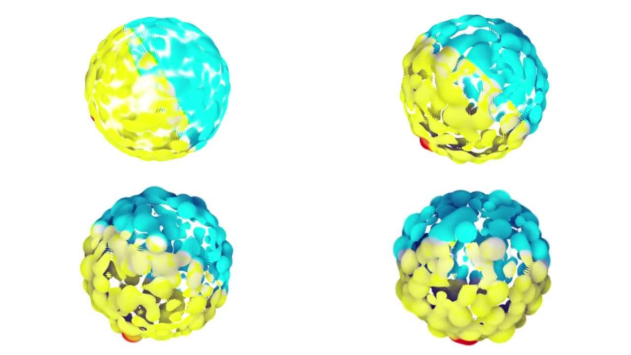 健康细胞转化为癌症的概念。� � ompeter生成几何动画。白色上的3D球体