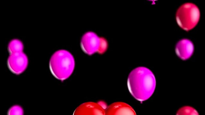 用黑色背景上的心脏和气球庆祝妇女节快乐的概念