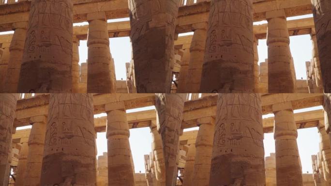 埃及艺术。卢克索卡纳克神庙中有图纸的柱子。