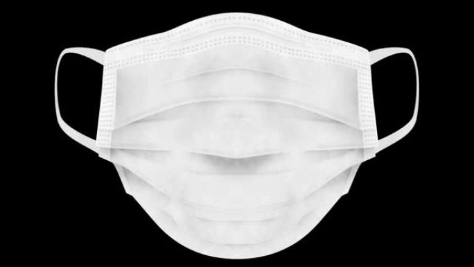病毒逼真的医用口罩。戴口罩呼吸。医疗保健概念。呼吸。防止被污染的空气。循环动画。