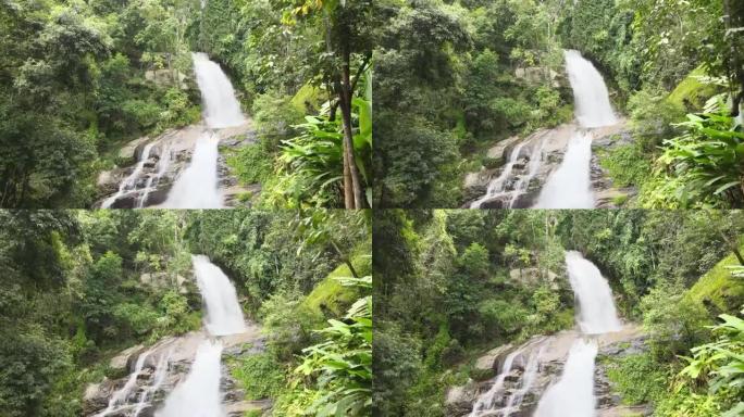 热带瀑布的空中俯视图