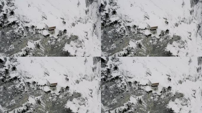 格林德瓦尔德雪盖的无人驾驶飞机鸟瞰图。