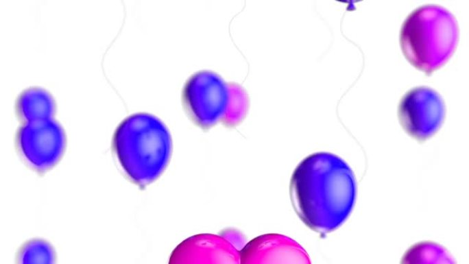 循环快乐母亲节概念，心脏和气球在白色背景