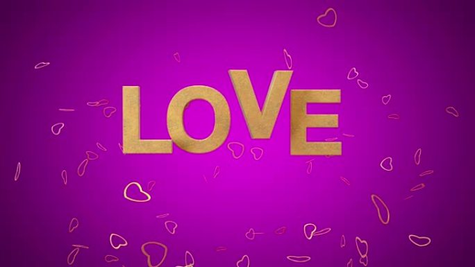 淡紫色背景上的爱情单词和心脏符号。