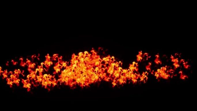 Inferno在屏幕的底部和中心爆发红色火焰，火焰碎片上升到由Alpha通道隔离的顶部 (透明背景)