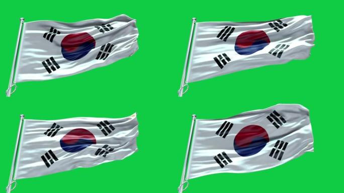 4k高度详细的国旗韩国-韩国国旗高细节-国旗韩国南波模式可循环元素