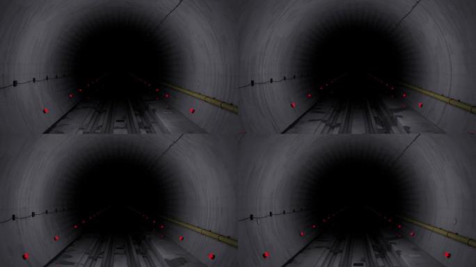 黑暗空地铁隧道动画。3d渲染