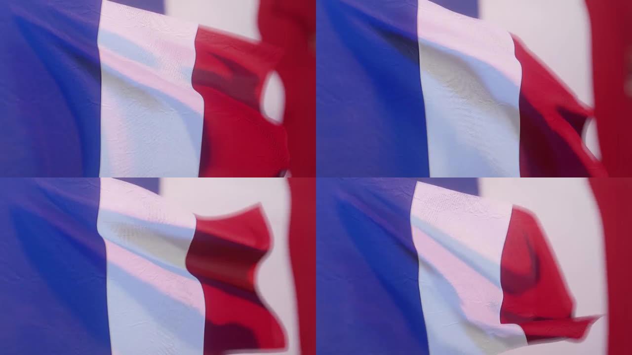 法国详细国旗国家旗飞扬飘扬