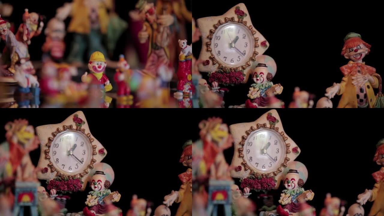 小丑雕像和时钟业务公司股票视频