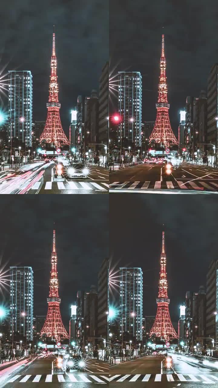 日本东京市中心夜间的4k时间间隔
