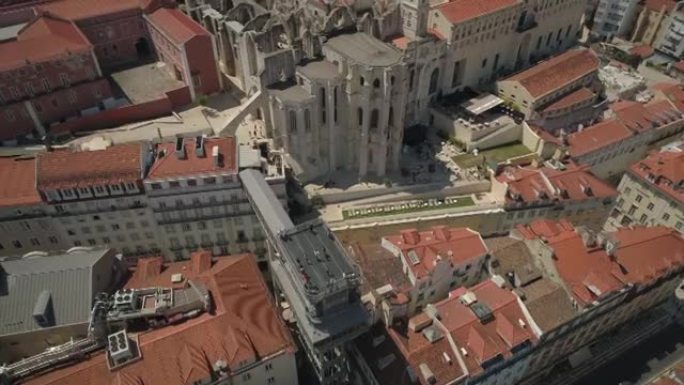 里斯本著名大教堂屋顶视点航空全景4k葡萄牙