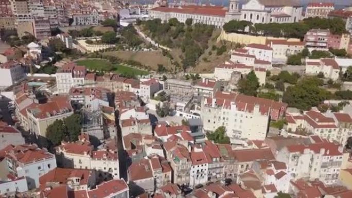 里斯本城市景观屋顶空中全景4k葡萄牙