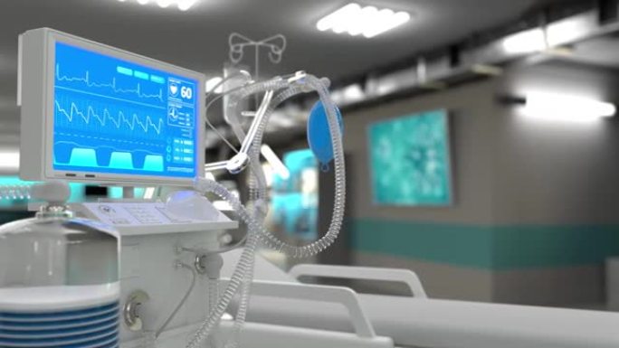 cg医疗3D动画，ICU医疗呼吸机在临床