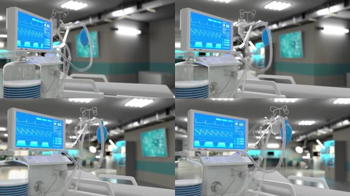 cg医疗3D动画，ICU医疗呼吸机在临床