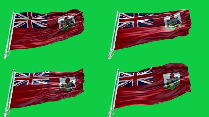 4k高度详细的百慕大旗-百慕大旗高细节-国旗百慕大波浪图案可循环元素