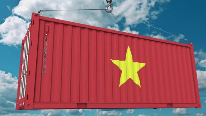 带有越南国旗的集装箱