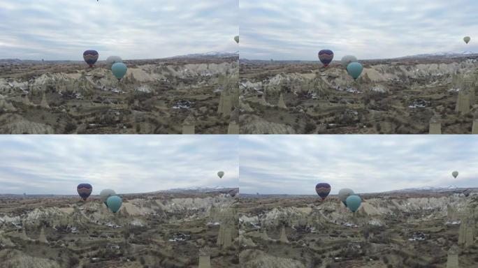 卡帕多西亚上空的无人机视点气球