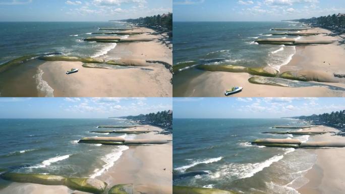 越南美奈美丽的海滩。镜头是由一架无人机在4k低空拍摄的。