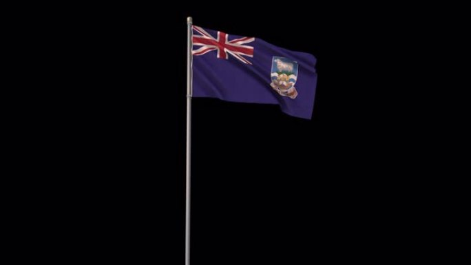 福克兰群岛旗帜与阿尔法频道，4k视频是透明的