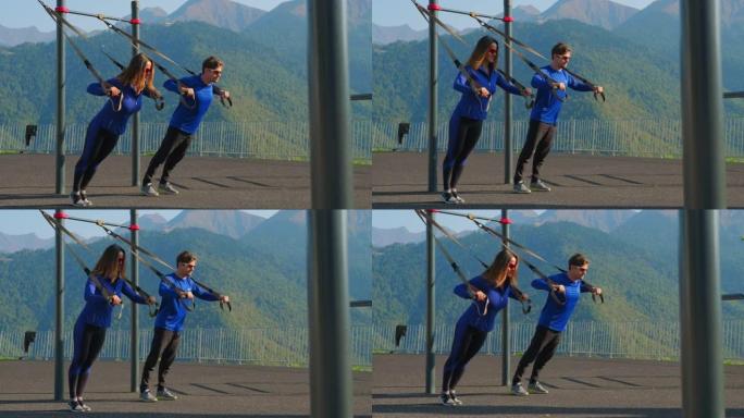 体育夫妇准备长距离慢跑