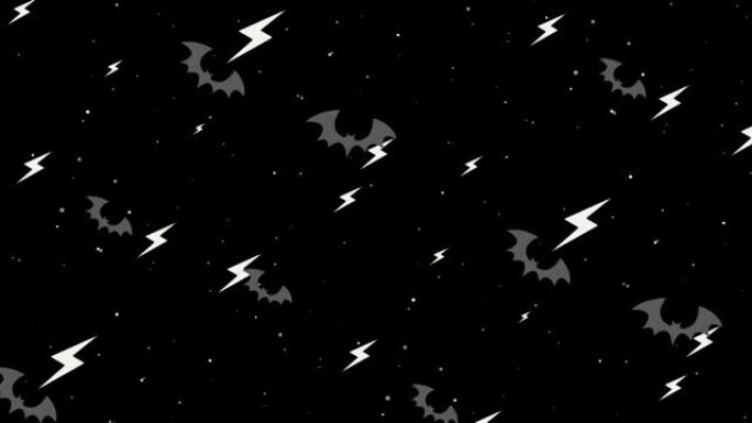 飞蝙蝠在闪电背景动画与阿尔法通道4k