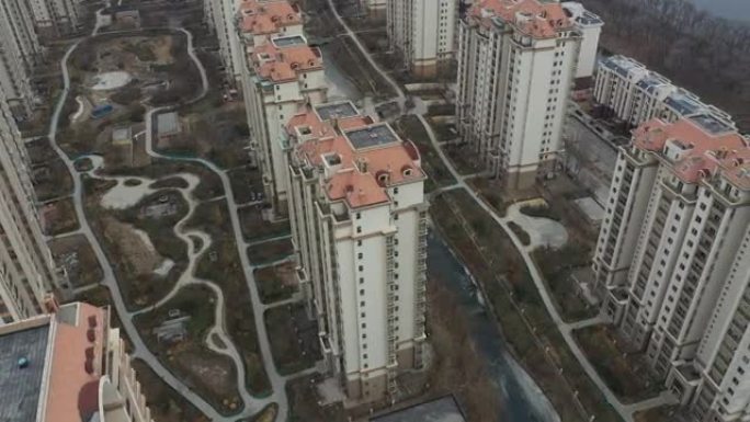 航拍视频住宅住宅，密集建筑。