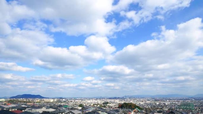 福冈市的时间流逝云海蓝天白云航拍天空