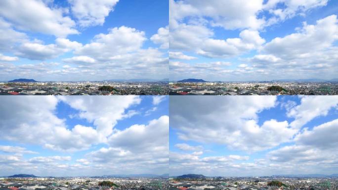 福冈市的时间流逝云海蓝天白云航拍天空