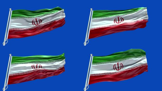 4k高度详细的伊朗国旗-伊朗国旗高细节-伊朗国旗波浪图案可循环元素