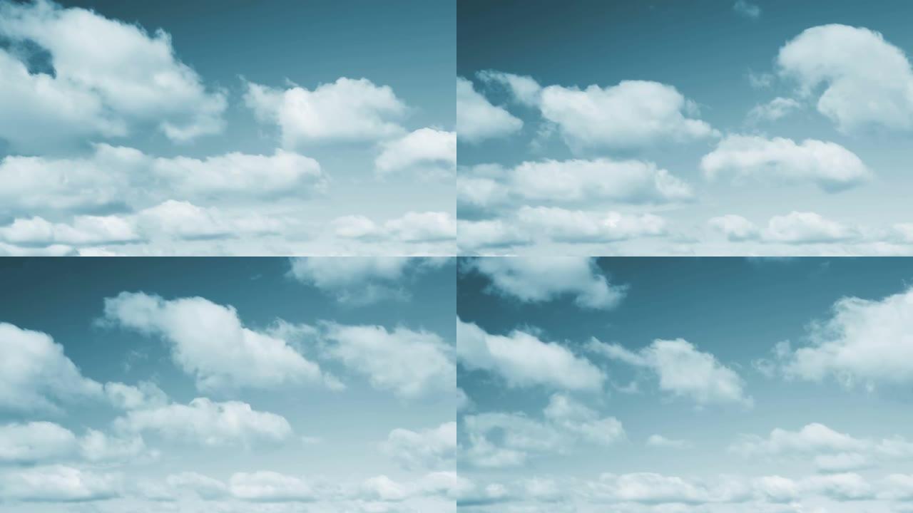 美丽的青色调天空和云彩循环