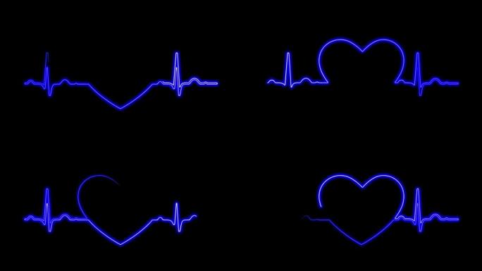霓虹灯符号设计标志彩色抽象背景心跳线。霓虹灯心跳显示屏医学研究。