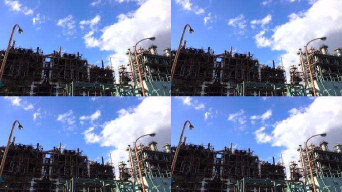 工业观工业炼油厂房中石油储存罐提炼