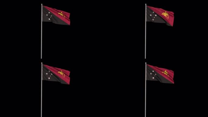 巴布亚新几内亚国旗带有Alpha频道，4k视频是透明的