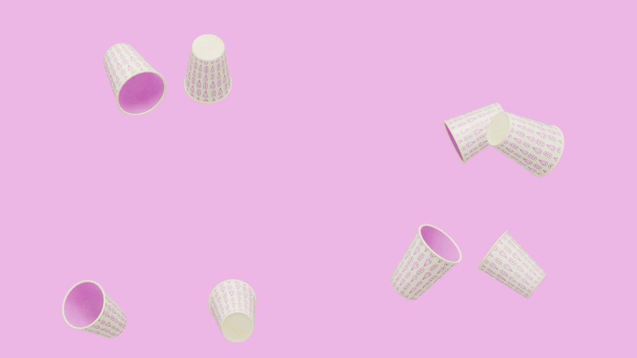 最小运动设计。粉色抽象空间中的3d创意动作。甜甜圈爱好者，甜蜜，糖果，派对商店，生日派对，情人节，伟