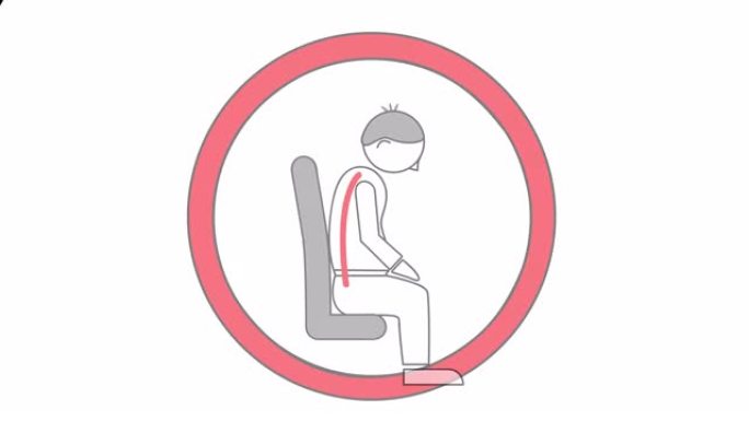 坐在椅子上对与错。正确和不正确的姿势。视频插图。