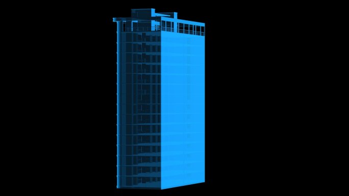 城市楼房全息蓝色科技通道素材