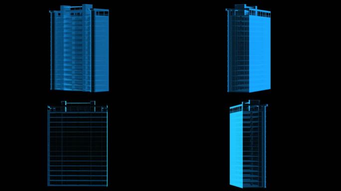 城市楼房全息蓝色科技通道素材