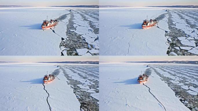 波兰普洛克2020-02-18维斯瓦河上的破冰船