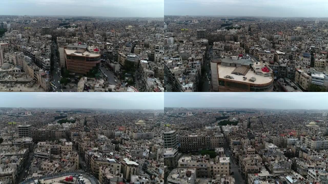 阿勒颇内战结束10年。生活正在恢复正常，人们和汽车在街道上4K